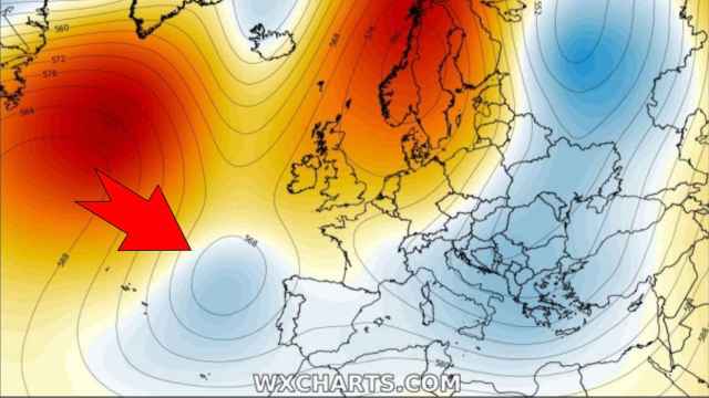 La DANA situándose sobre España el lunes 1 de junio 2020. Severe-weather.eu.