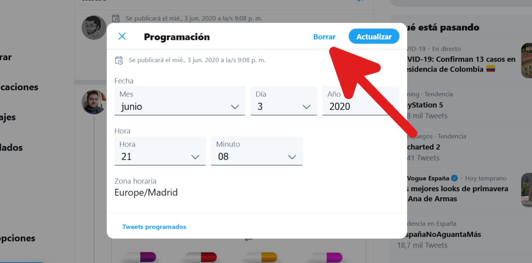 Cómo borrar mensajes programados en Twitter