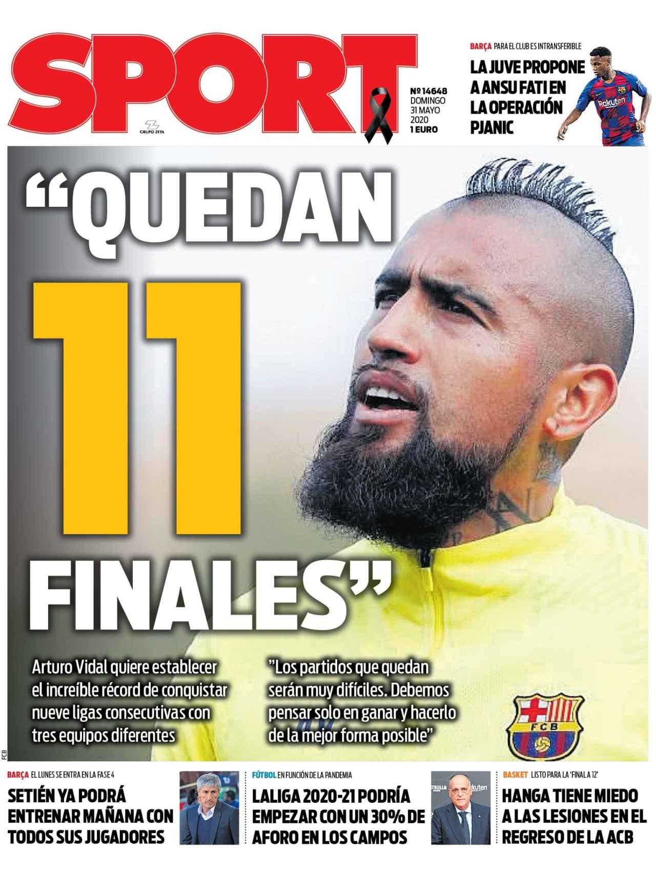 La portada del diario Sport (31/05/2020)