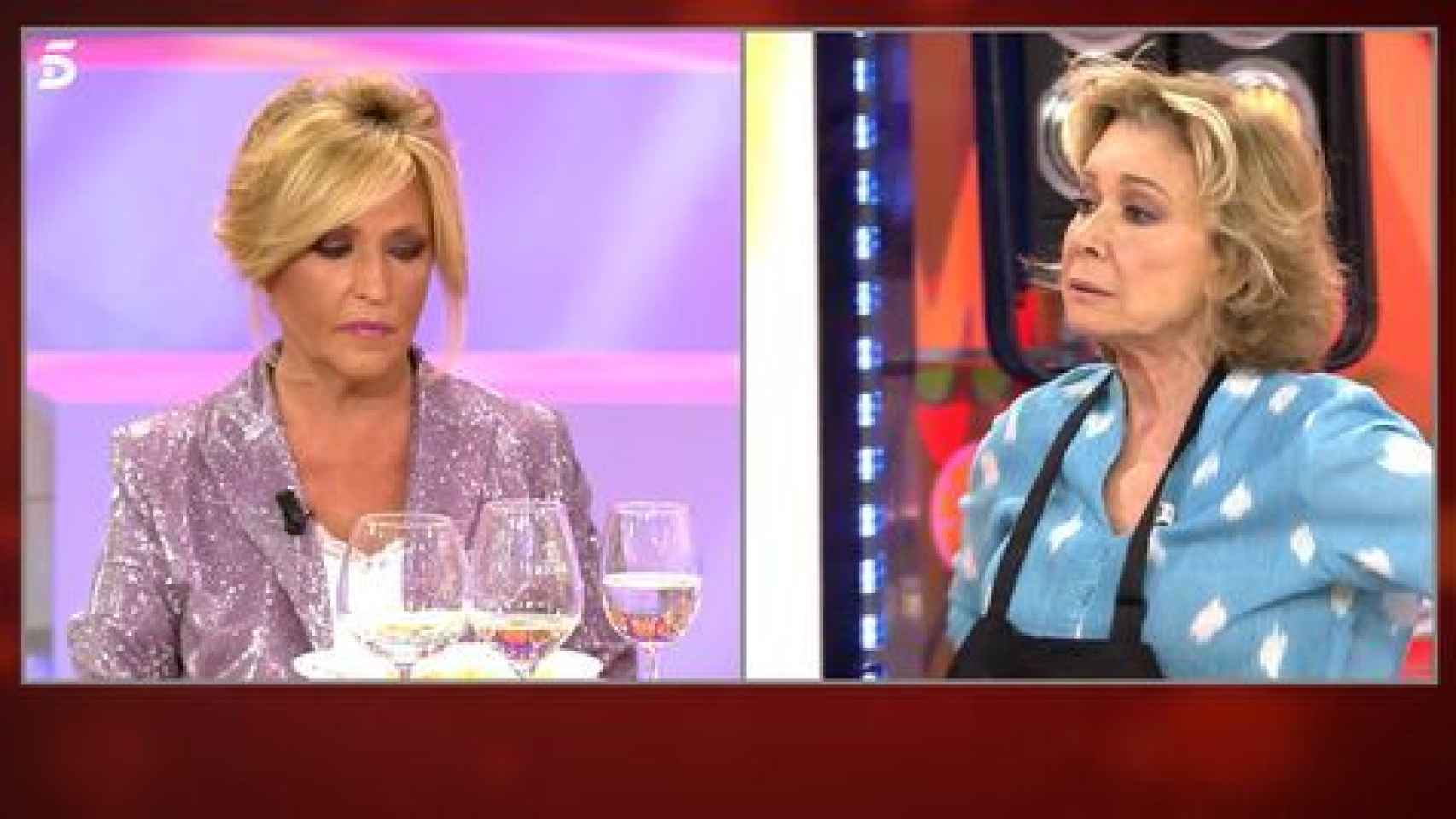 Lydia Lozano y Mila Ximánez durante el programa 'La última cena'.