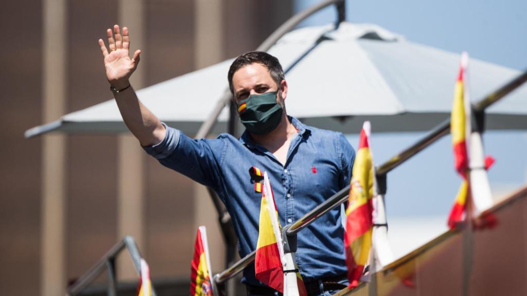 Santiago Abascal, presidente de Vox, en la manifestación contra el Gobierno en Madrid.