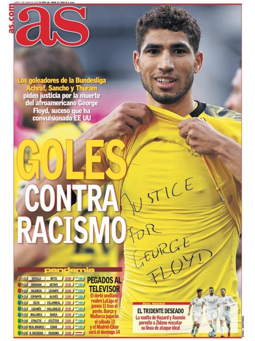 La portada del diario AS (01/06/2020)