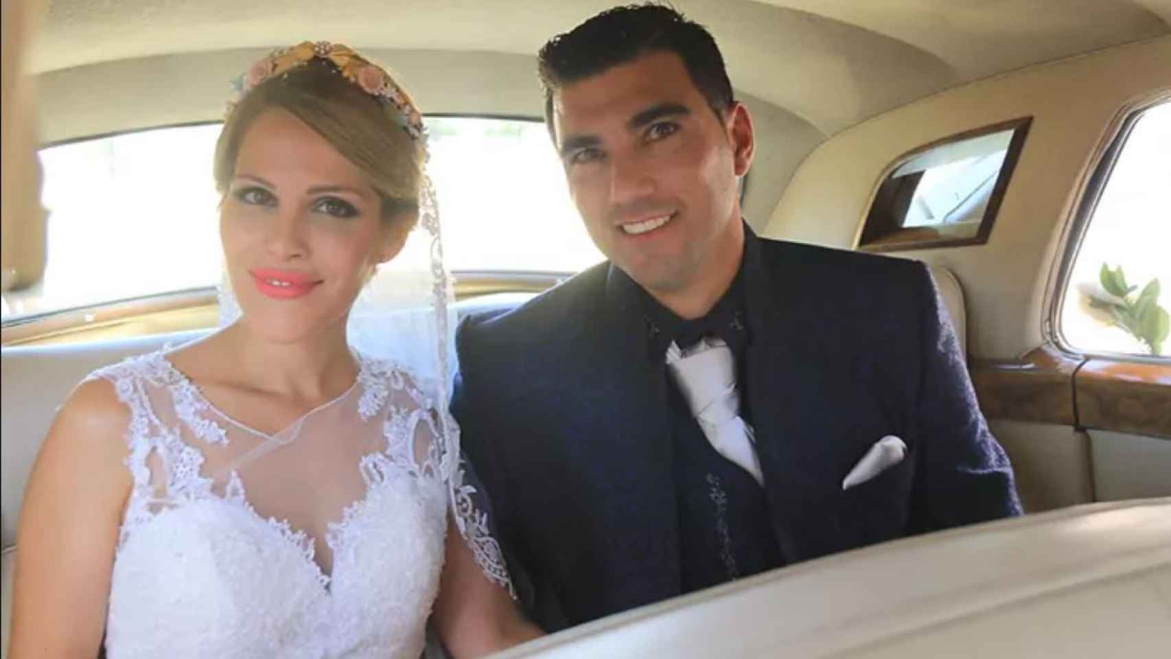 Noelia López y José Antonio Reyes, en el día de su boda.