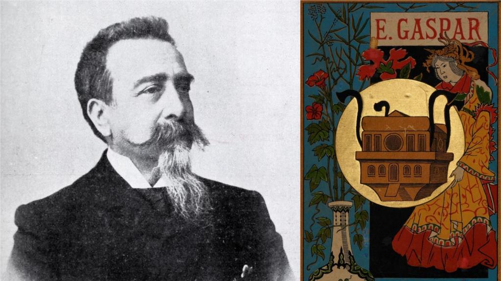 Enrique Gaspar, autor de 'El Anacronópete', y la portada de su novela.