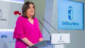 La consejera de Empresas, Economía y Empleo de Castilla-La Mancha, Patricia Franco, en rueda de prensa