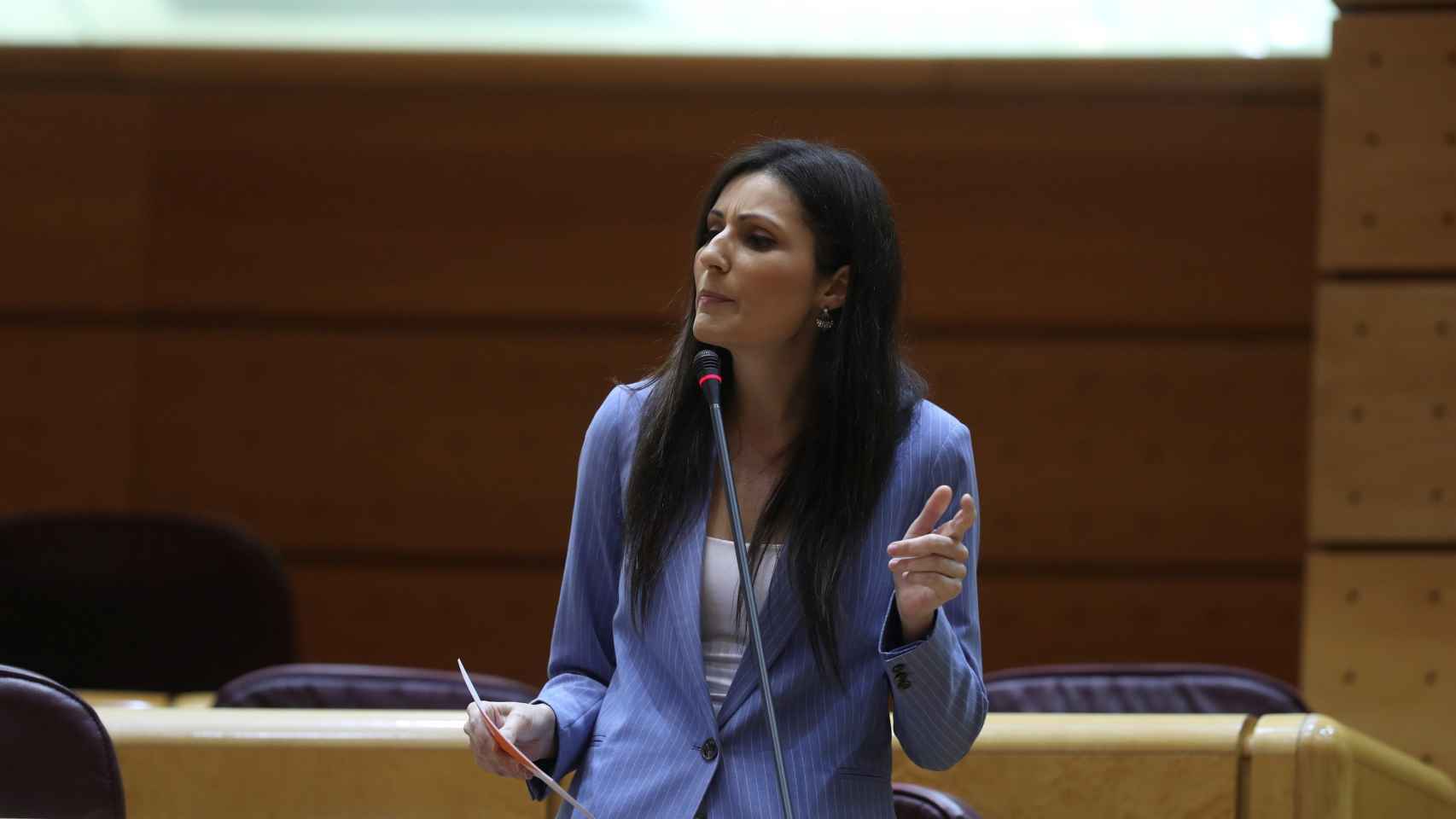 Lorena Roldán, senadora de Ciudadanos, en la sesíon de control al Gobierno.