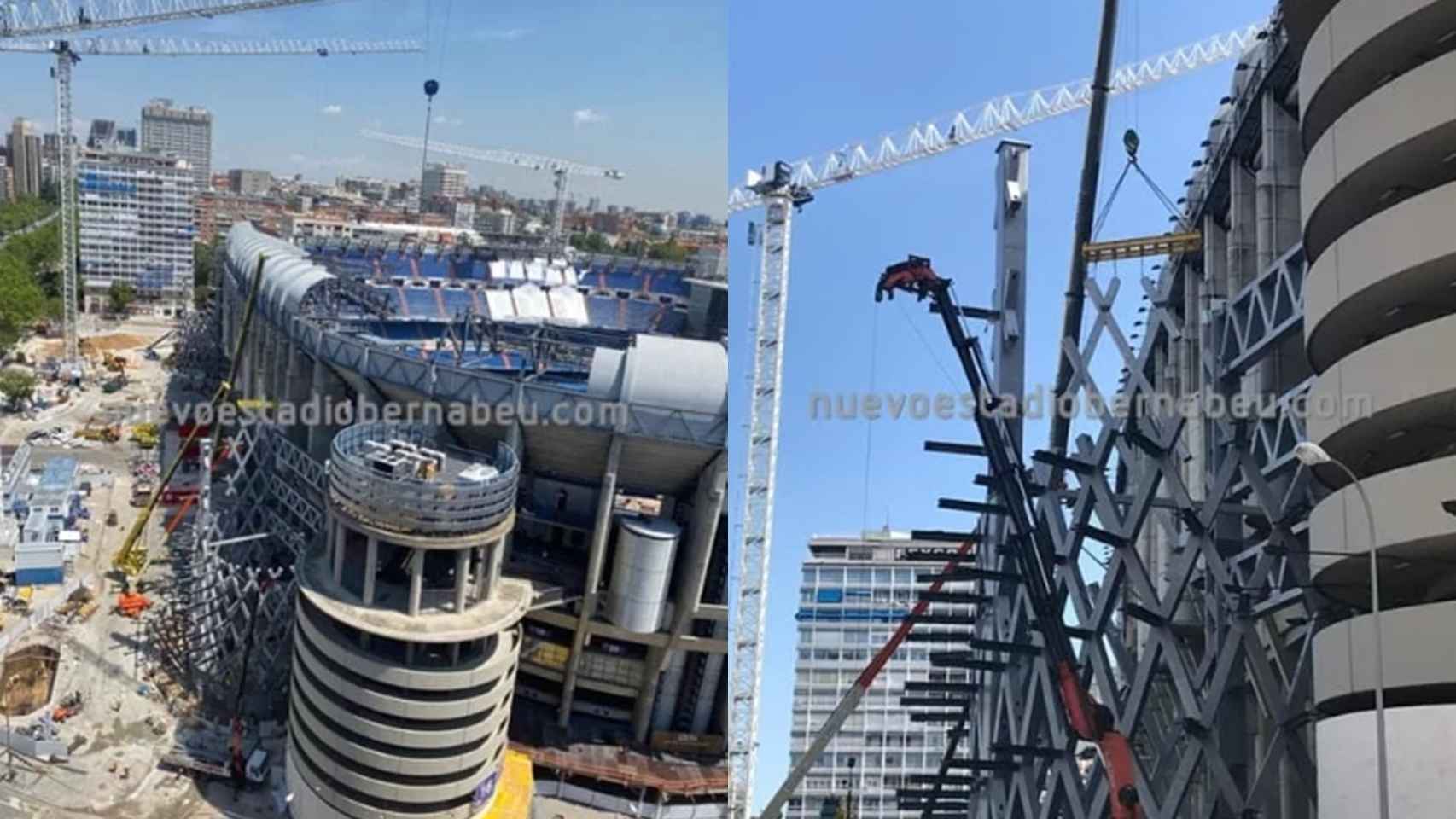 El avance de la construcción de las nuevas torres del Santiago Bernabéu