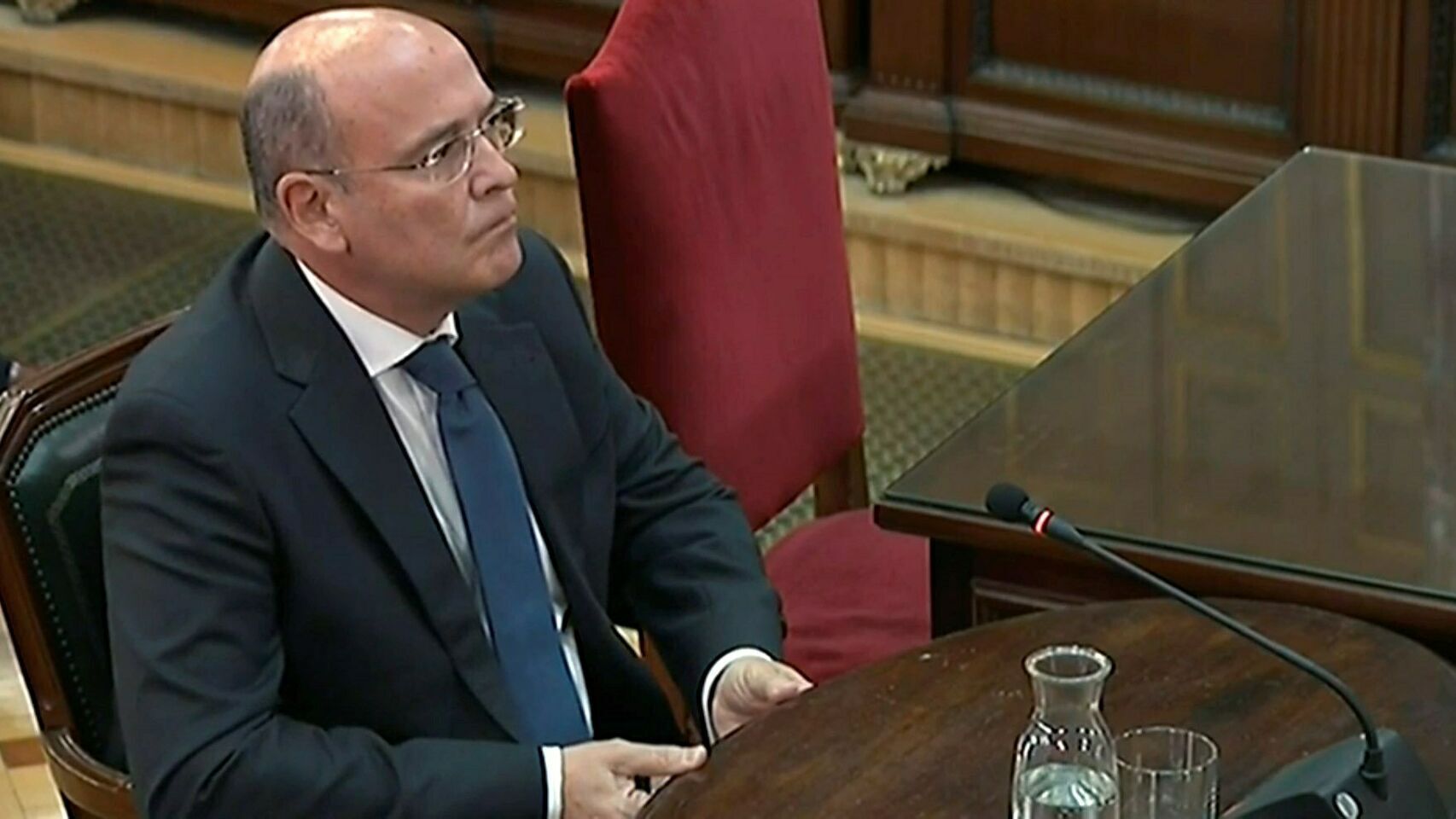El coronel Pérez de los Cobos, durante su declaración como testigo en el juicio del 'procés'./
