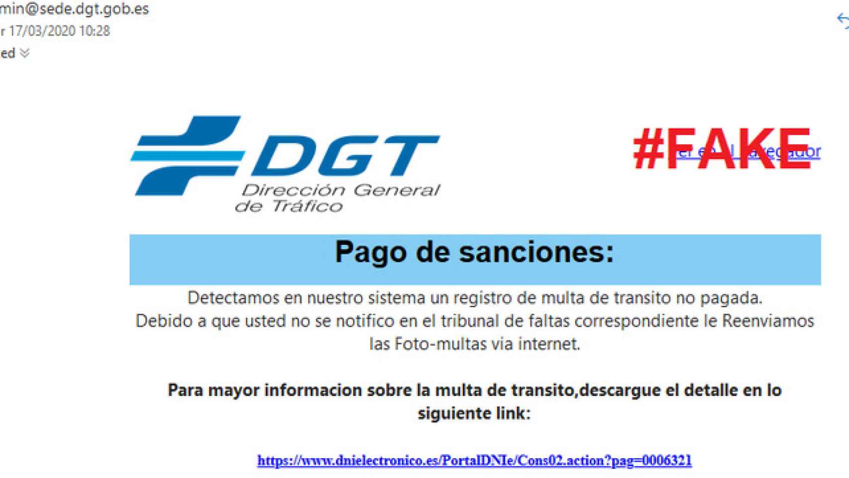 La DGT avisa de una campaña de phishing con multas falsas