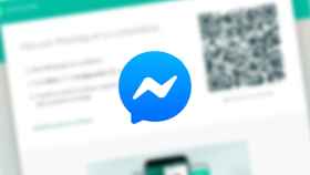 Fotomontaje con WhatsApp en PC y el logo de Facebook Messenger.