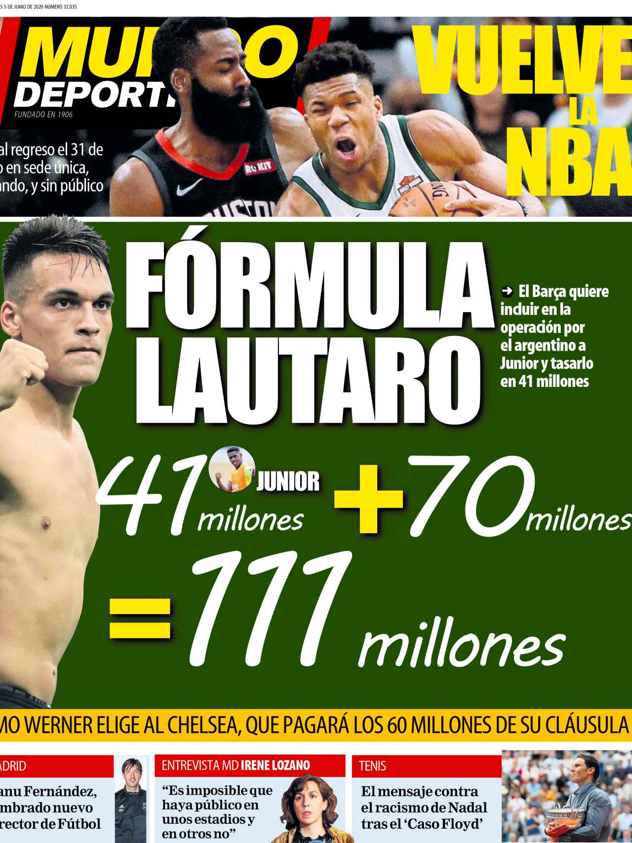 La portada del diario Mundo Deportivo (05/06/2020)