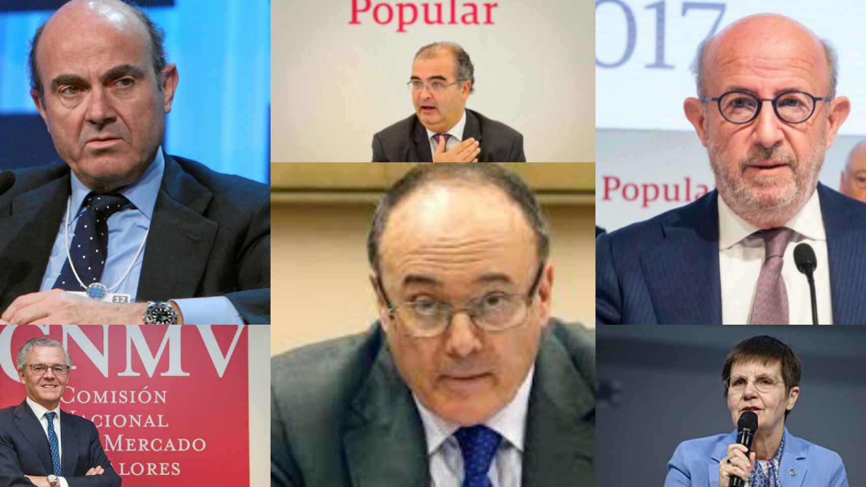 Luis de Guindos, Ángel Ron, Emilio Saracho, Sebastián Albella, Luis María Linde y Elke König.