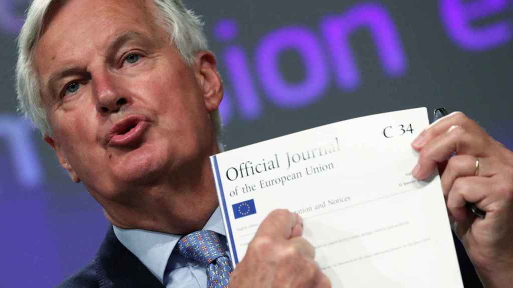 El negociador de la UE para el Brexit, Michel Barnier, durante la rueda de prensa de este viernes