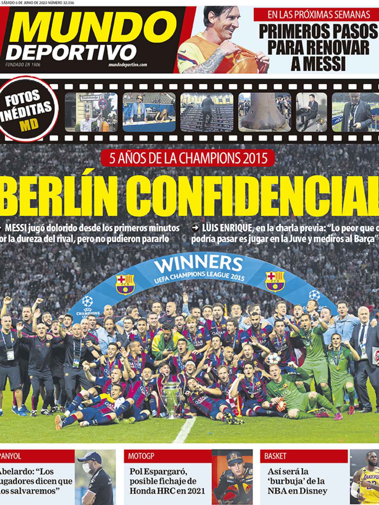 La portada del diario Mundo Deportivo (06/06/2020)