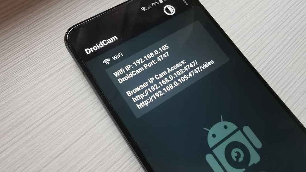 DroidCam en móvil Android.