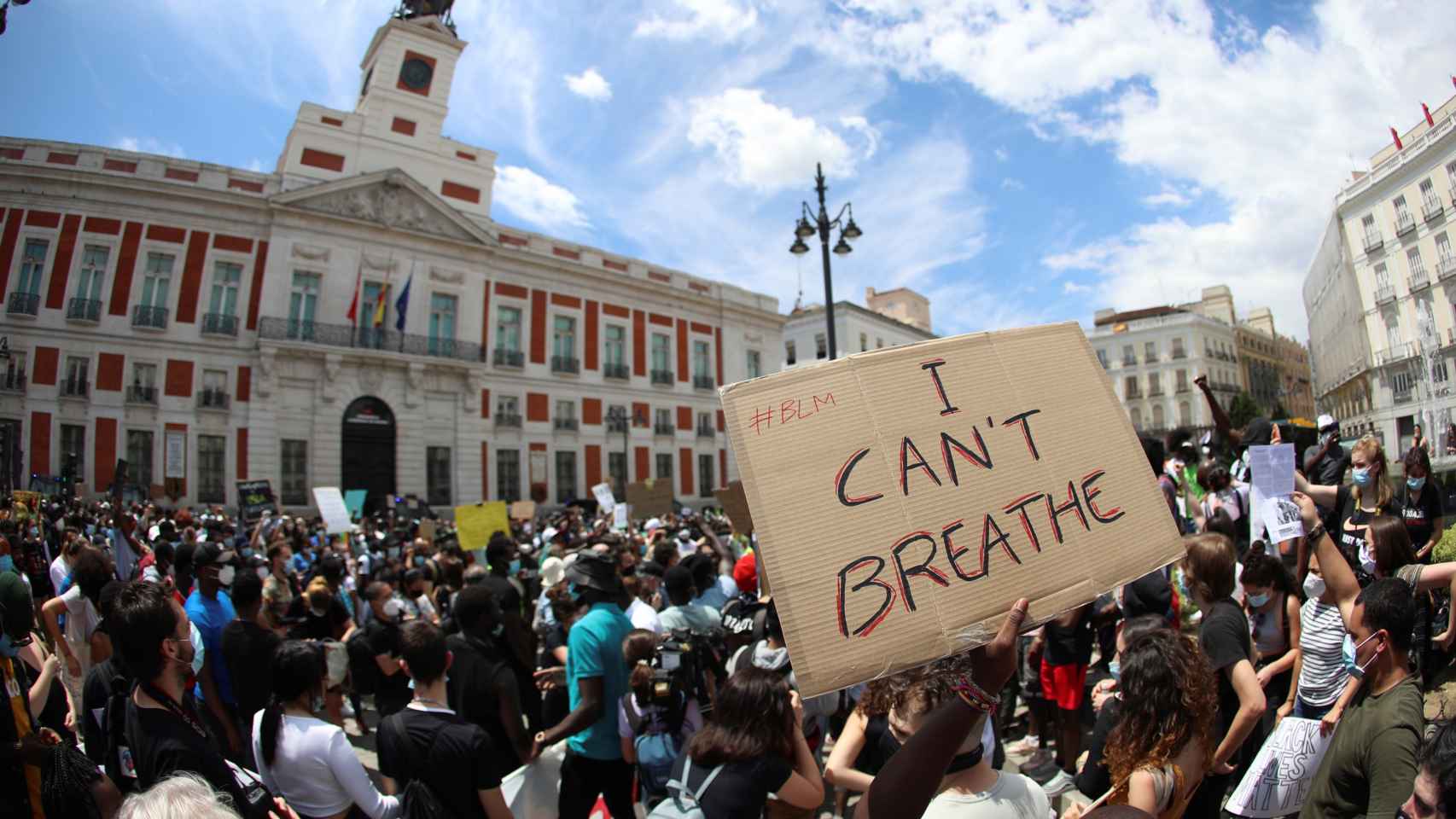 Manifestación por George Floyd en la Puerta del Sol de Madrid.