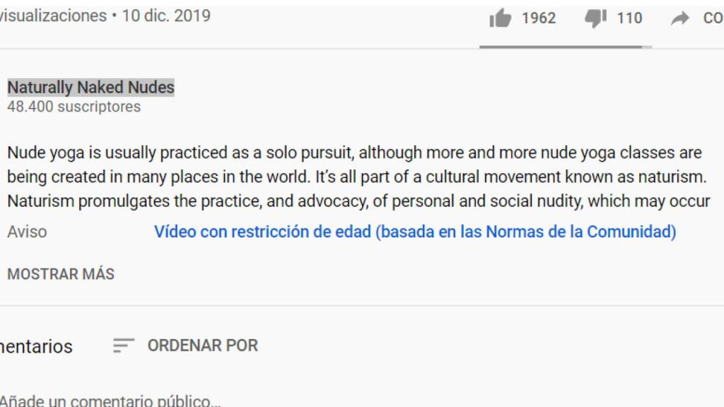Aviso de restricción de edad según Normas de YouTube