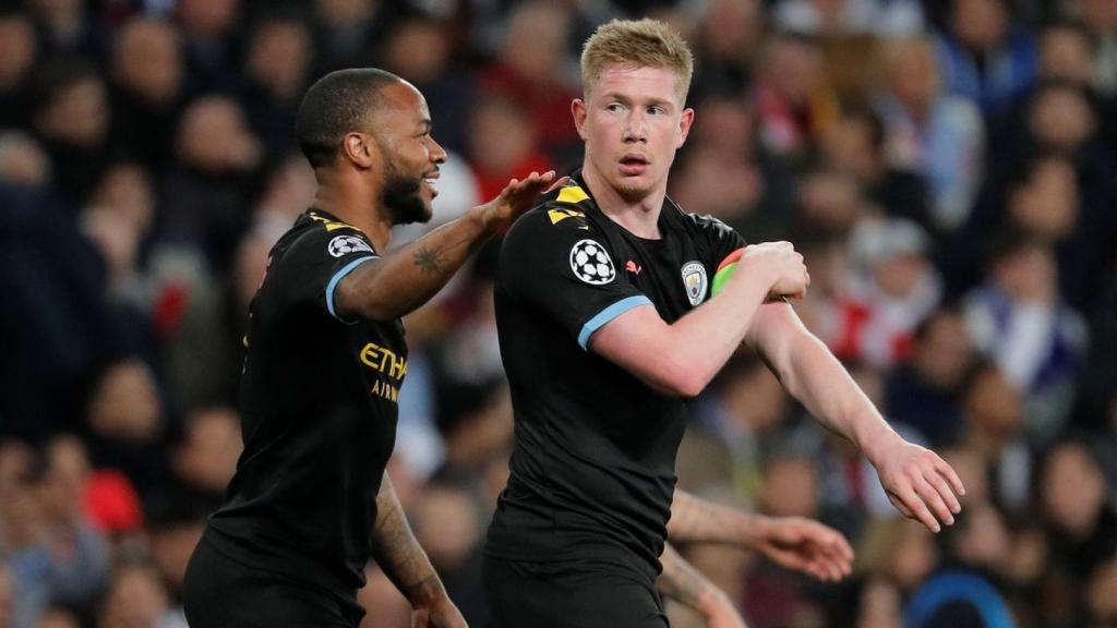Raheem Sterling y Kevin De Bruyne, en un partido del Manchester City