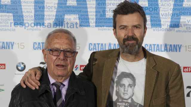 Amado Donés junto a su hijo, Pau Donés, en la gala Català de l'any en el año 2016.