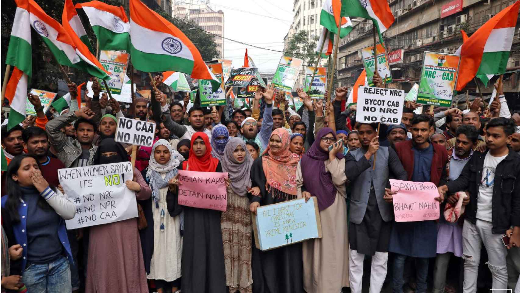 Protestas en la región de Kolkata contra la Ley de ciudadanía, a finales de diciembre.