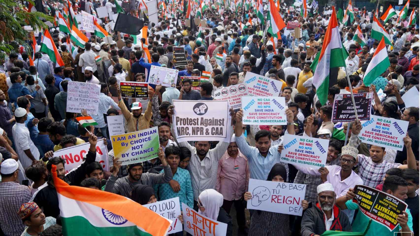 Miles de personas marcharon contra la Ley de ciudadanía por considerarla discriminatoria contra los musulmanes. Imagen tomada en enero en Hyderabad.