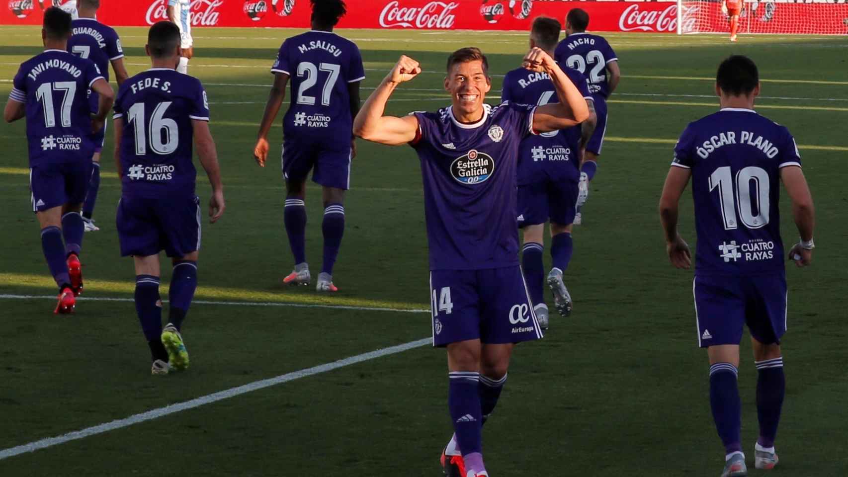Rubén Alcaraz celebra su gol con el Valladolid frente al Leganés