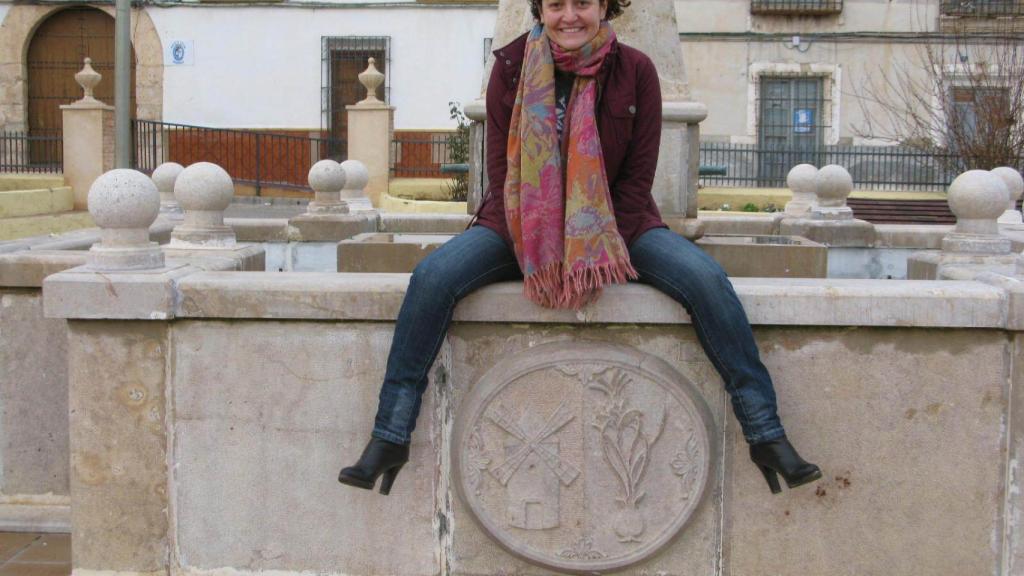 Ana Céspedes, en la plaza de Barrax.