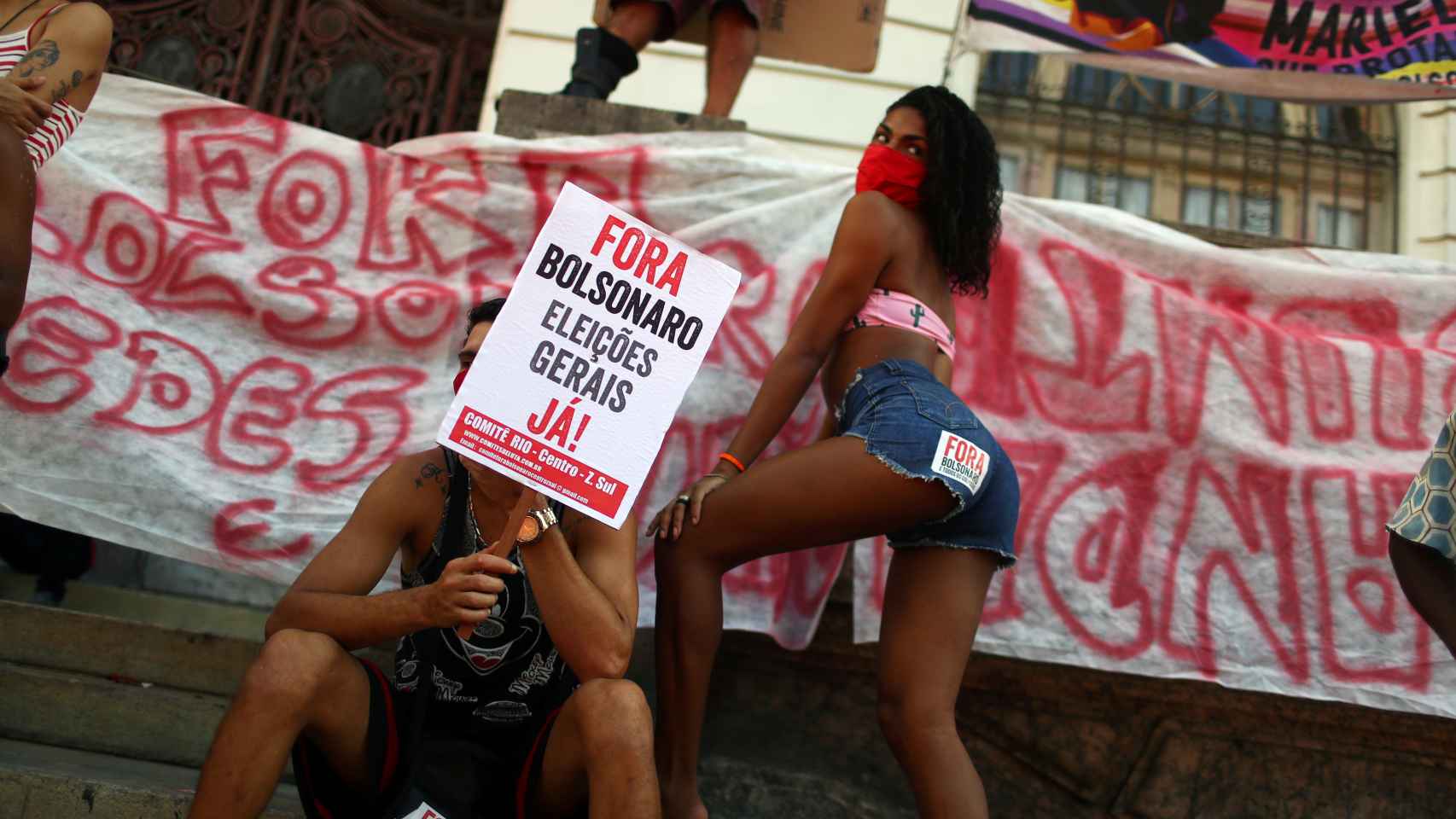 Protesta contra Bolsonaro en Río de Janeiro.