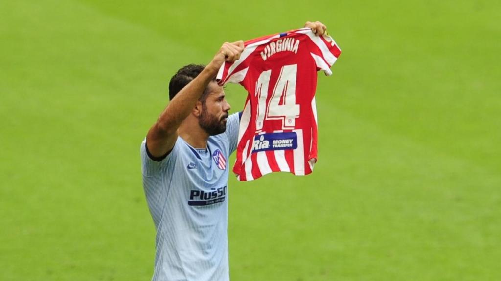 Diego Costa celebrando su gol acordándose de Virginia Torrecilla