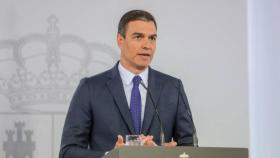 El presidente del Gobierno, Pedro Sánchez, este domingo en rueda de prensa