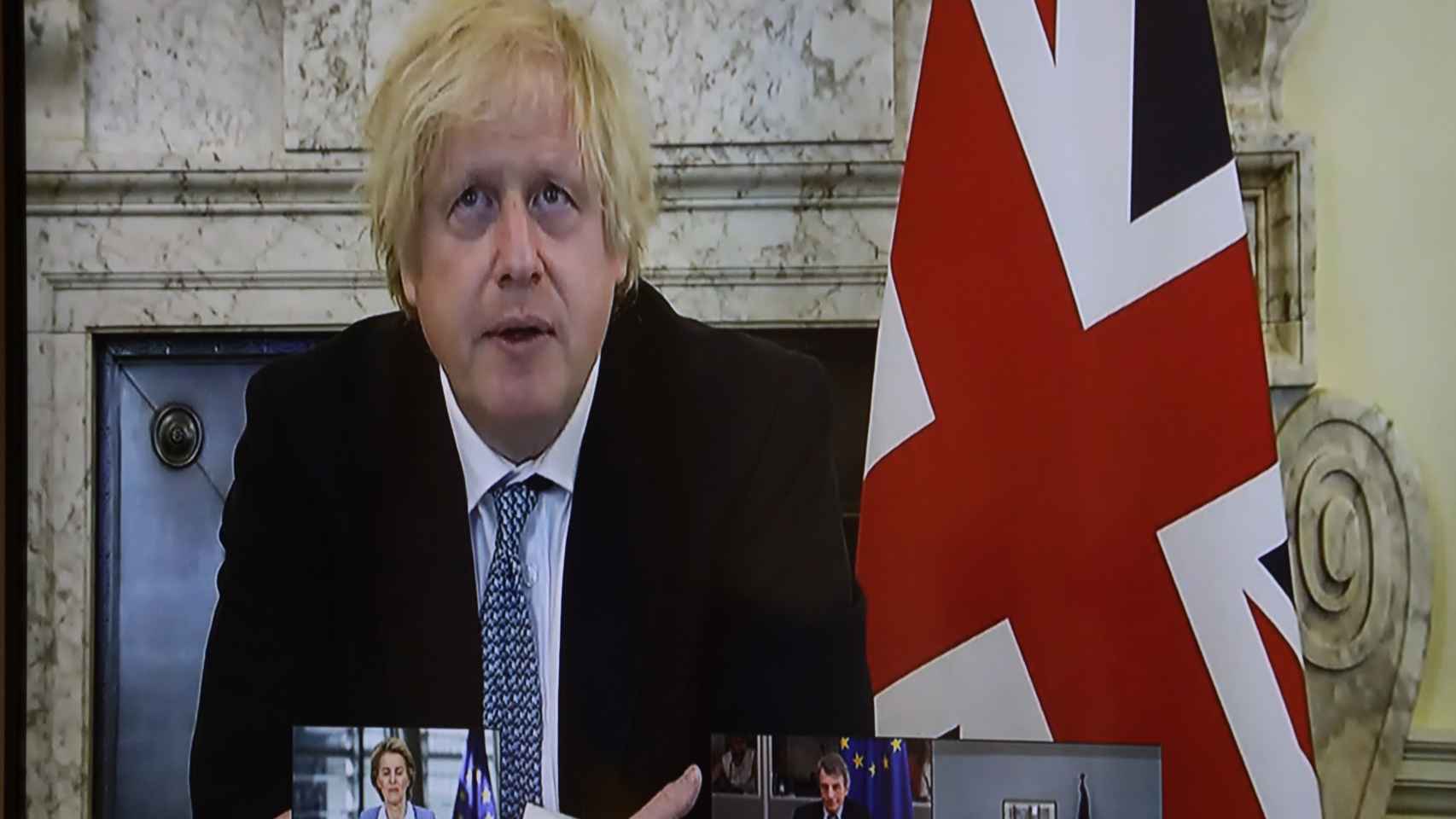 Boris Johnson, durante una videocumbre.