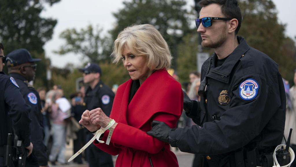 Jane Fonda durante su detención el pasado octubre en Washington.