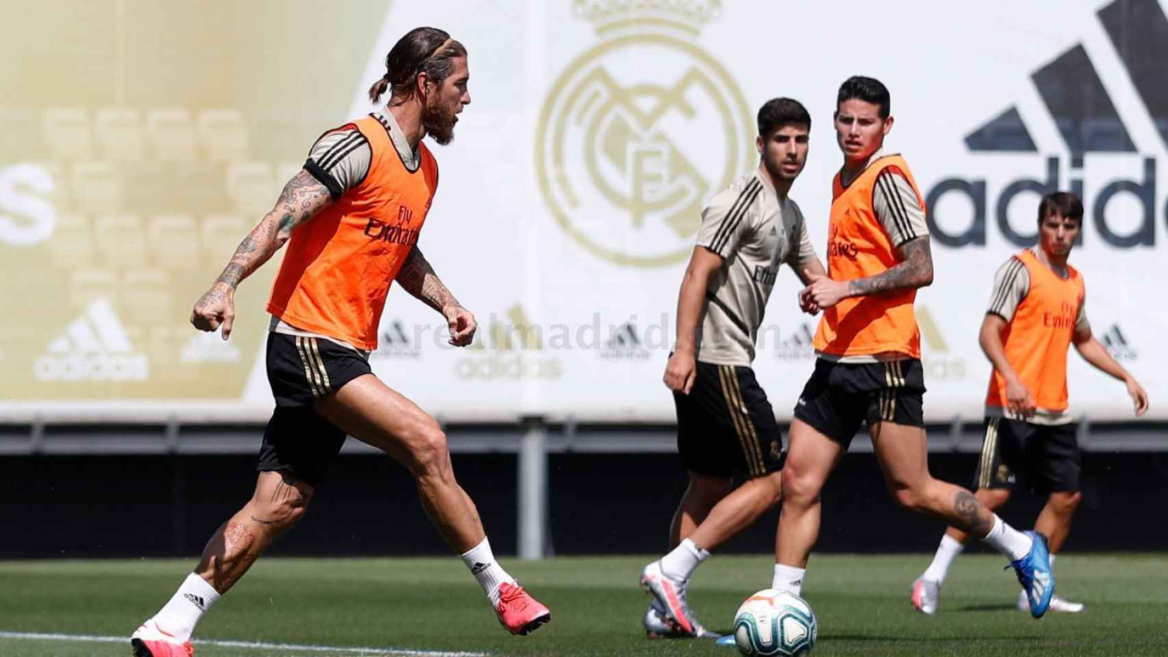 Sergio Ramos en el entrenamiento con el Real Madrid
