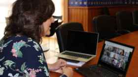 La consejera de Empleo de Castilla-La Mancha, Patricia Franco, este lunes en una videoconferencia