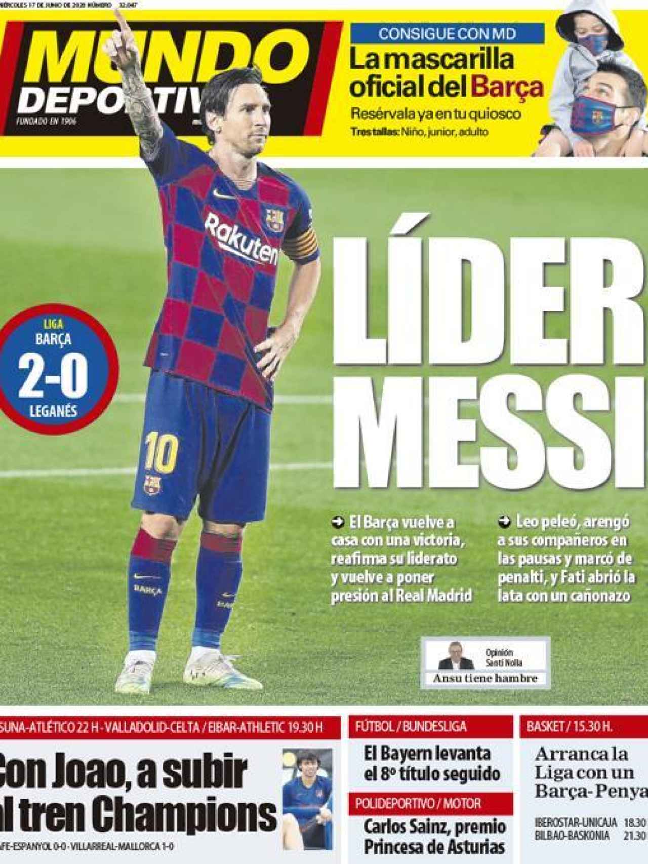 La portada del diario Mundo Deportivo (17/06/2020)