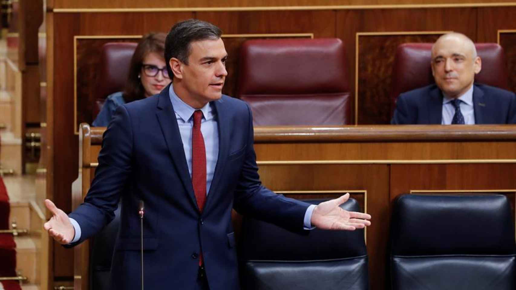 Pedro Sánchez durante la sesión de este miércoles en la Cámara Baja.