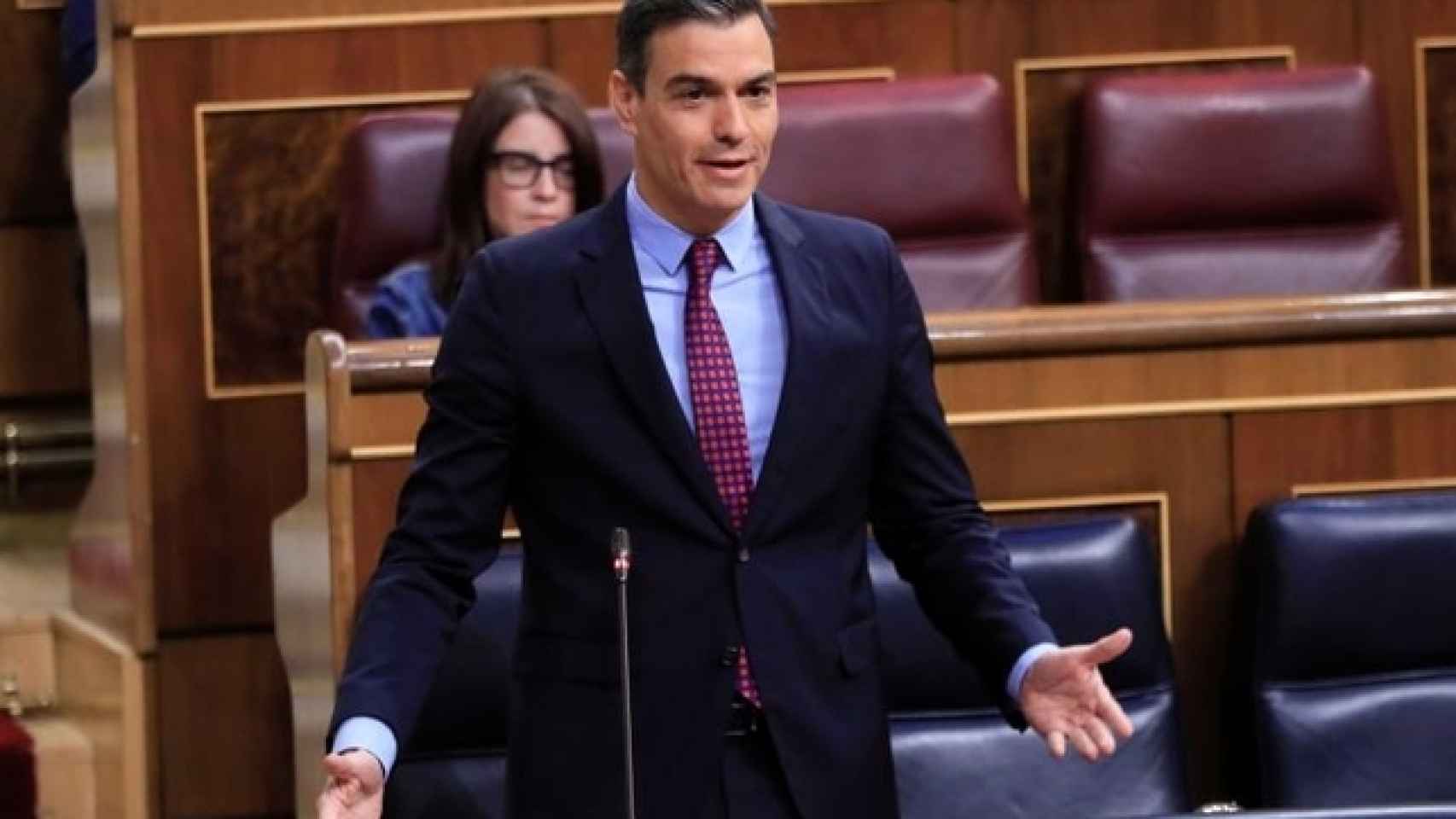 El presidente del Gobierno, Pedro Sánchez, en su escaño en el Congreso.