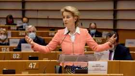 La presidenta Ursula von der Leyen, durante un discurso este miércoles en la Eurocámara