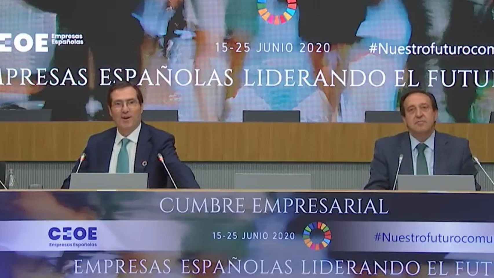 El presidente de la CEOE, Antonio Gramendi, junto al presidente de Asaja, Pedro Barato.