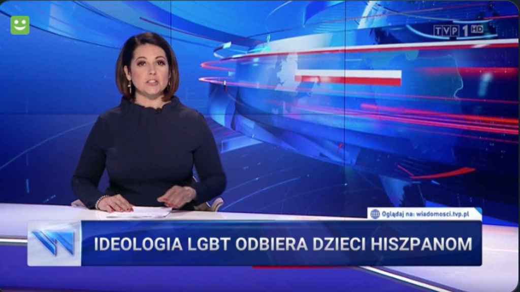 Fotograma del informativo de la televisión polaca
