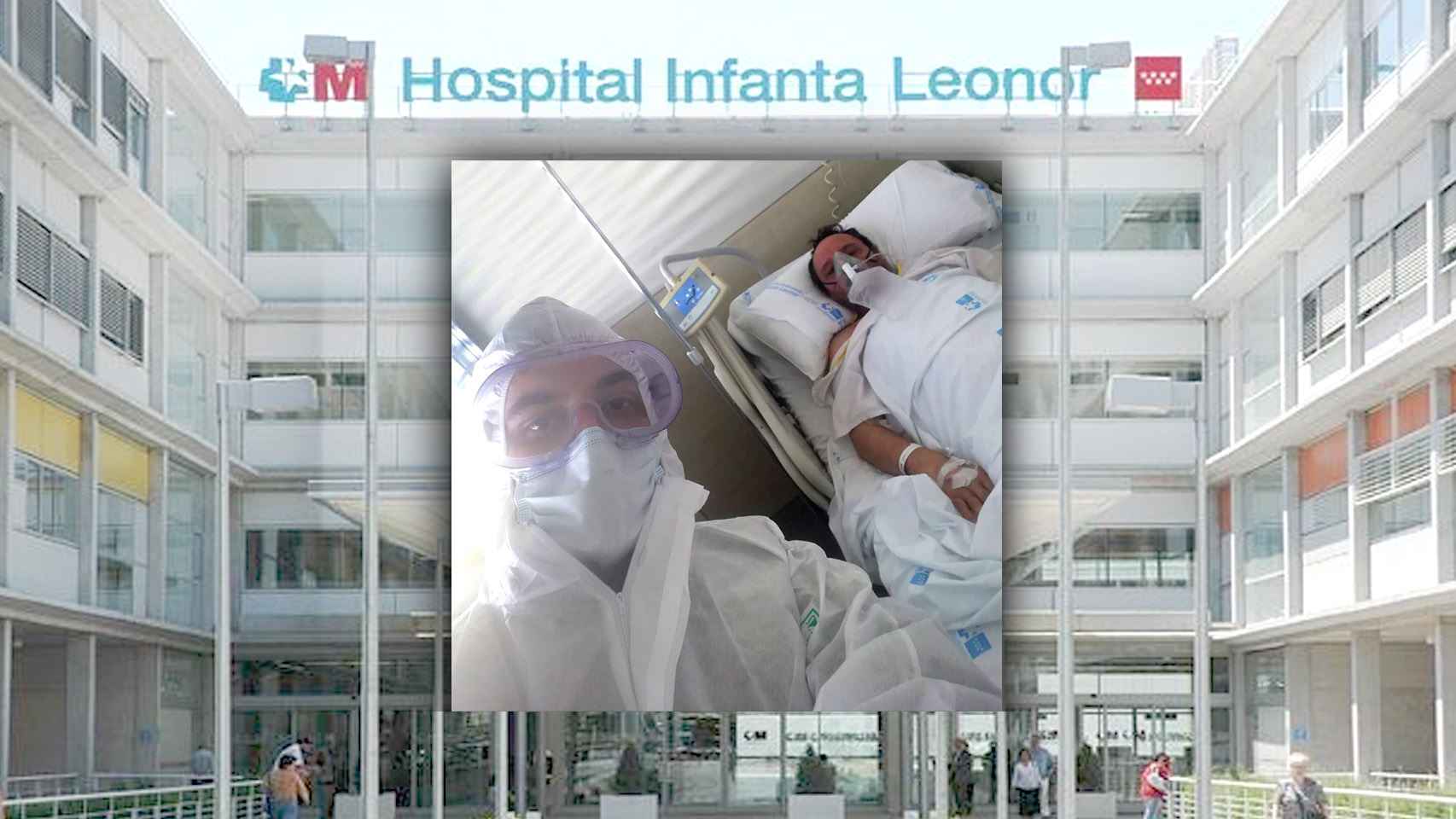 El soldado del Ejército de Tierra y su padre, en el Hospital Infanta Leonor.