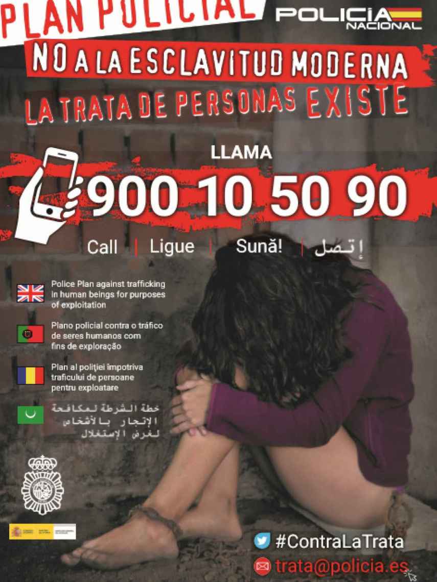 Campaña del Cuerpo Nacional de Policía para la denuncia de trata de personas.
