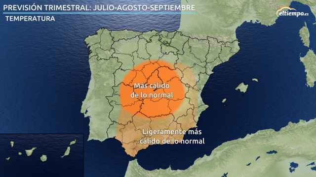 Previsión de anomalías de temperaturas para el verano de 2020 en España según eltiempo.es