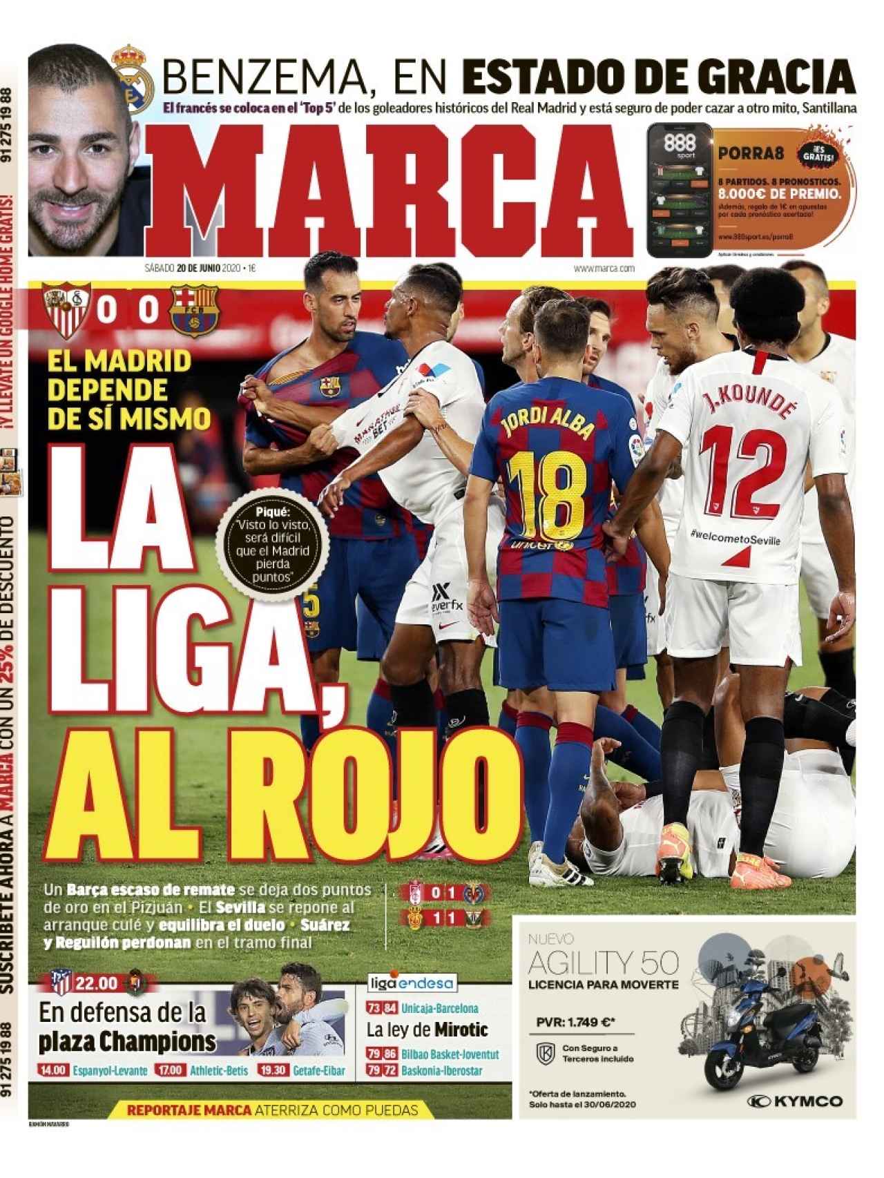 La portada del diario MARCA (20/06/2020)
