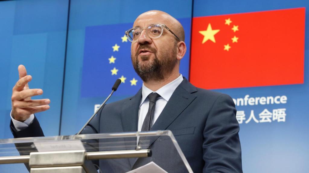 El presidente del Consejo Europeo, Charles Michel, durante la rueda de prensa de este lunes