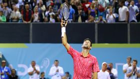 Novak Djokovic, durante un partido del Adria Tour en Zadar (Croacia)
