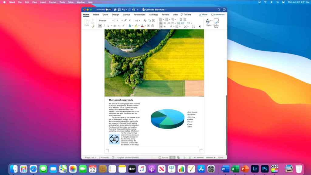 Microsoft Word ejecutándose en un Mac con procesador de Apple