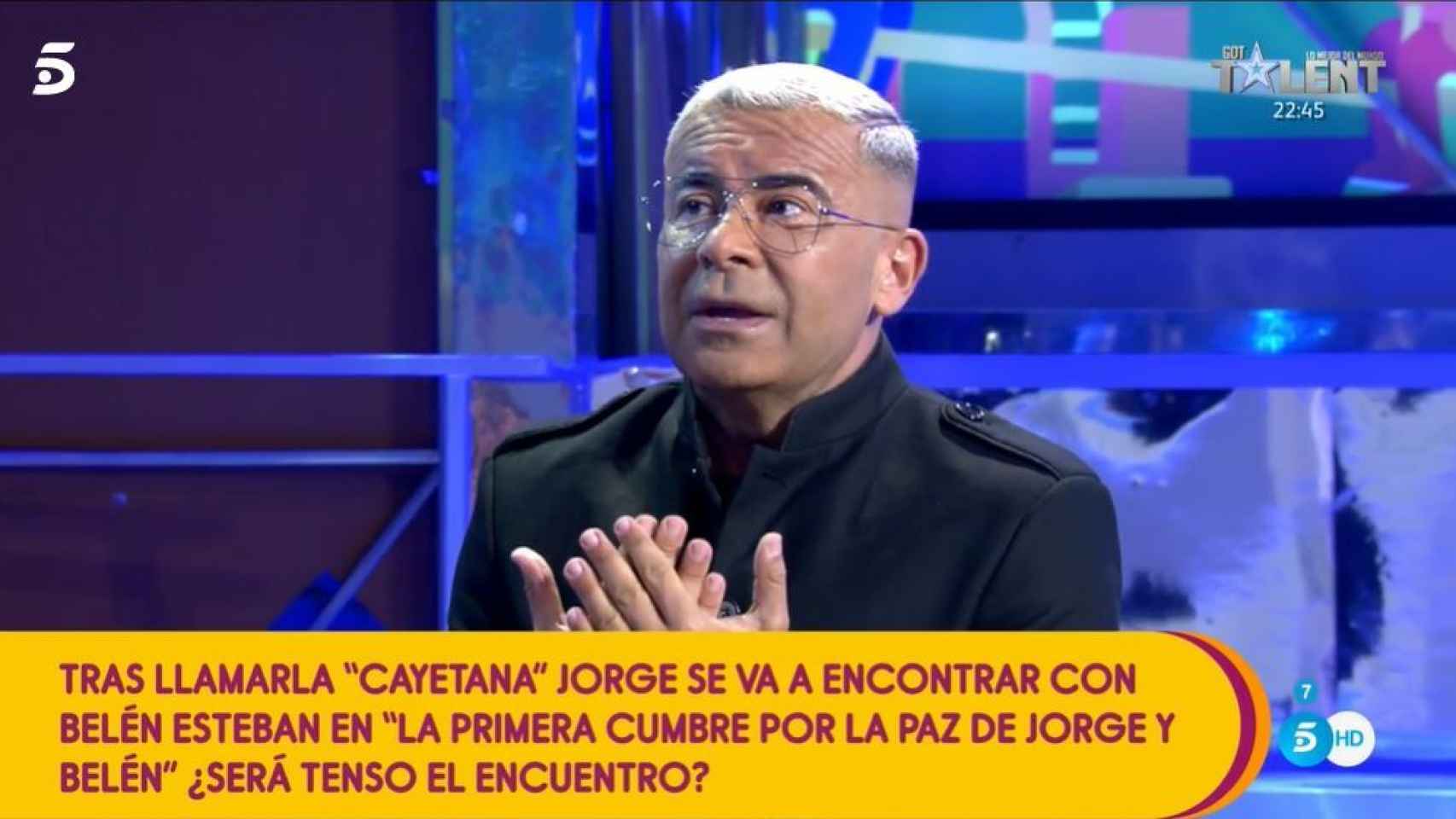 Jorge Javier explicando su discusión con Belén el pasado sábado.