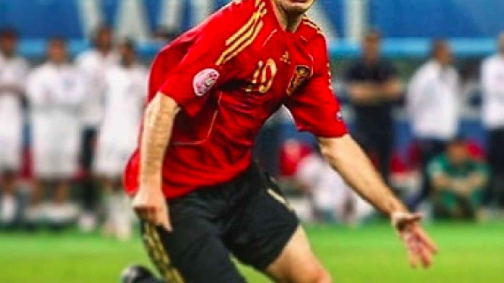 Cesc Fábregas celebra el gol que dio a España el pase a semis en la Euro 2008