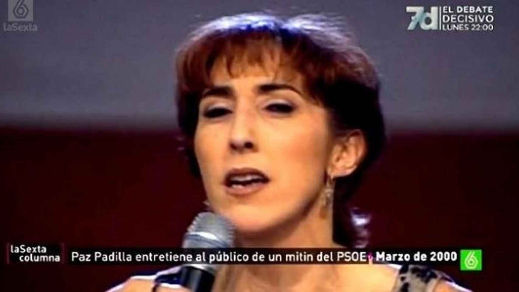 Paz Padilla participó en un mitin del PSOE en el 2000.